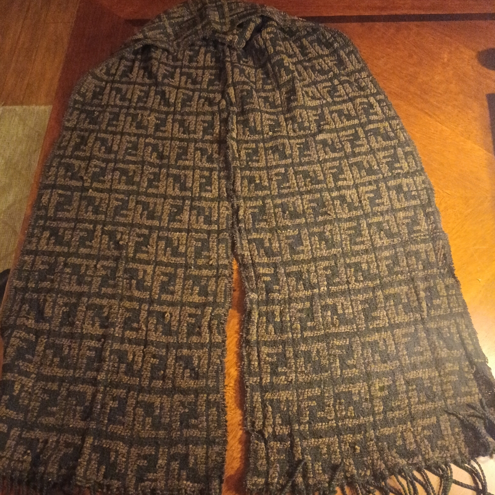 Brown and Black Patterned Scarf